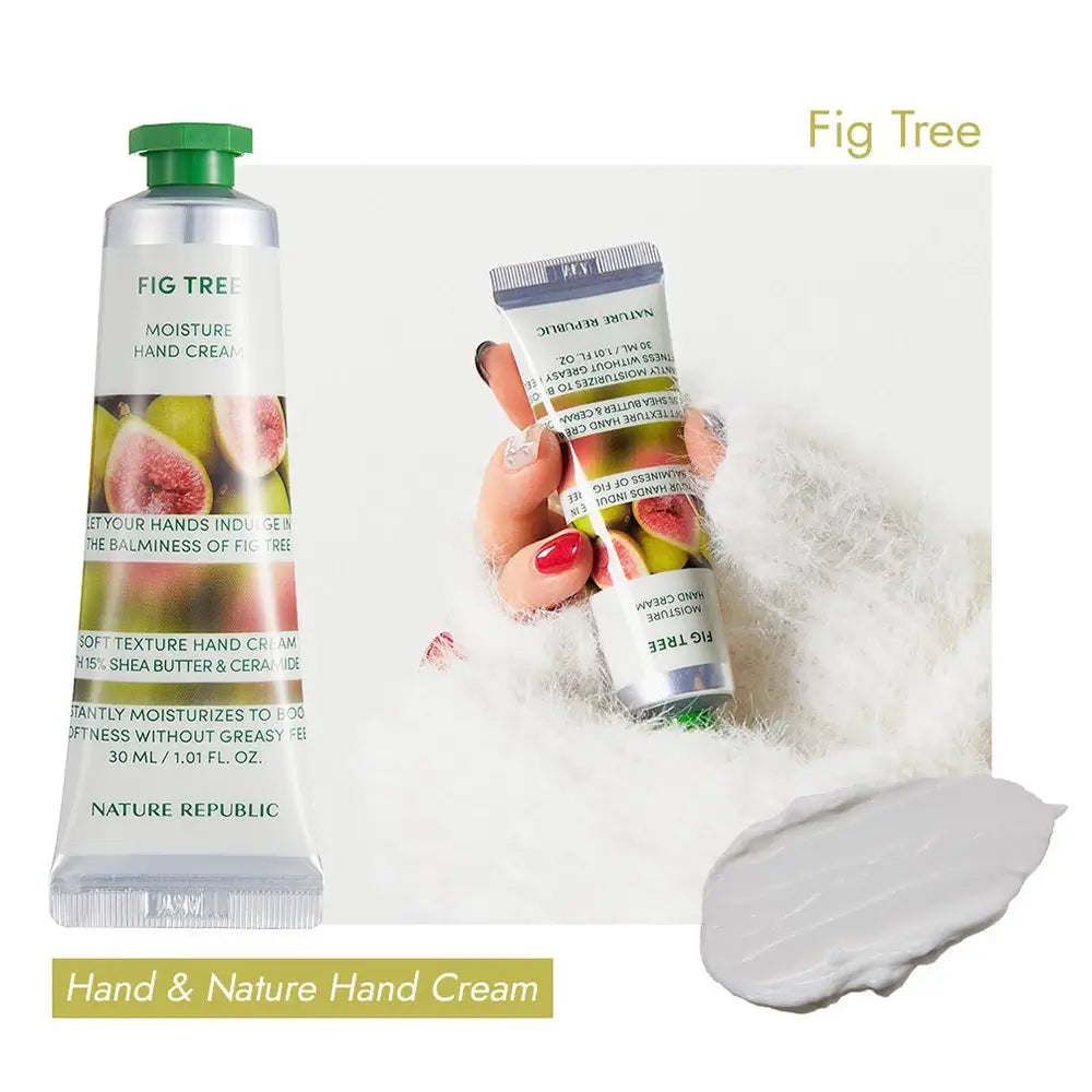 NATURE REPUBLIC Hand and Nature Feigenbaum Handcreme - Intensive Feuchtigkeitspflege und Reparatur mit Sheabutter, 30 ml