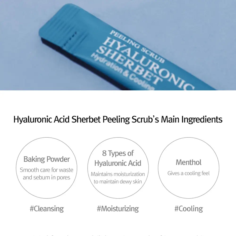MIZON Hyaluronsäure Sherbet Peeling - sanftes Peeling und intensive Feuchtigkeitspflege, 40 Stück