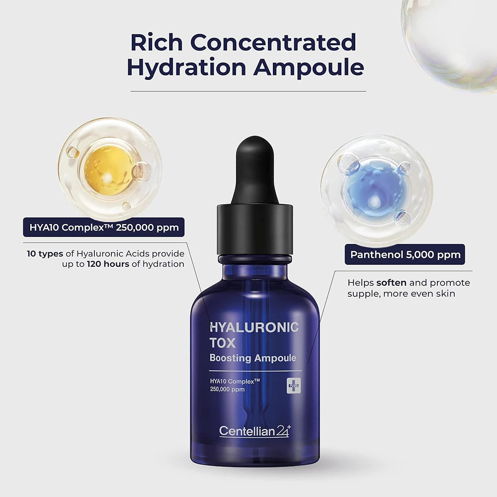 CENTELLIAN24 Hyaluron-Tox Boosting Ampulle - Gesichtsserum mit Hyaluronsäure und Panthenol zur Hautfeuchtigkeit und Komfort - 30 ml