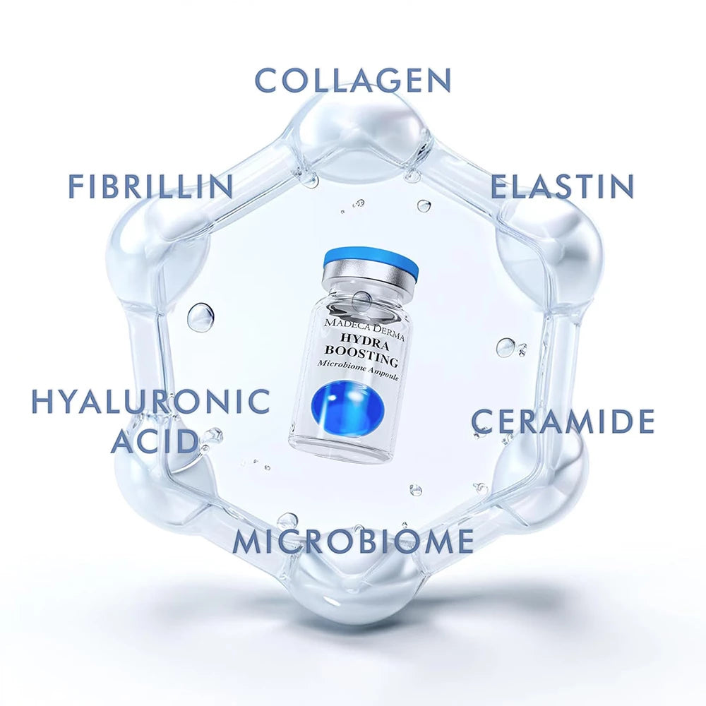 MADECA DERMA Hydra Boosting Microbiome Ampoule - Gesichtsserum mit Hyaluronsäure und Panthenol zur Hydratation und zum Gleichgewicht der Haut - 7 ml x 5 Stück