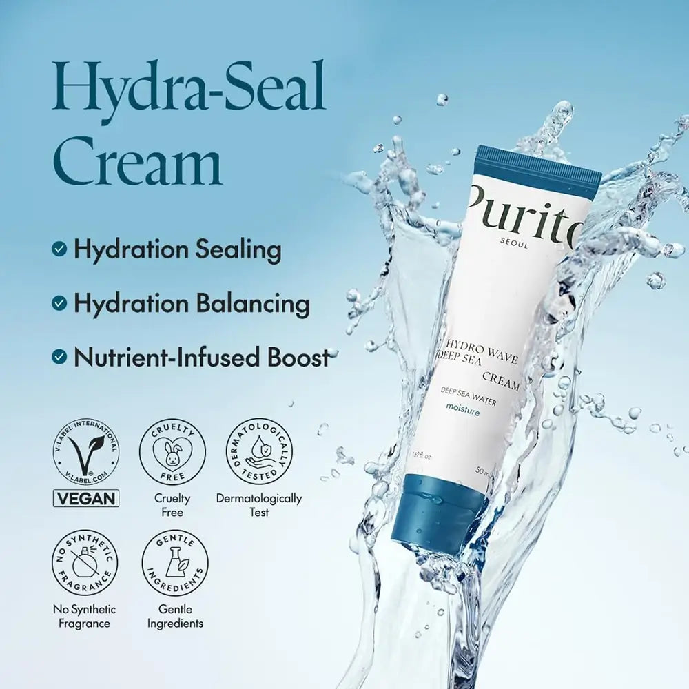 PURITO Hydro Wave Deep Sea Cream - Feuchtigkeitscreme mit Hyaluronsäure und mineralreichem Meerwasser