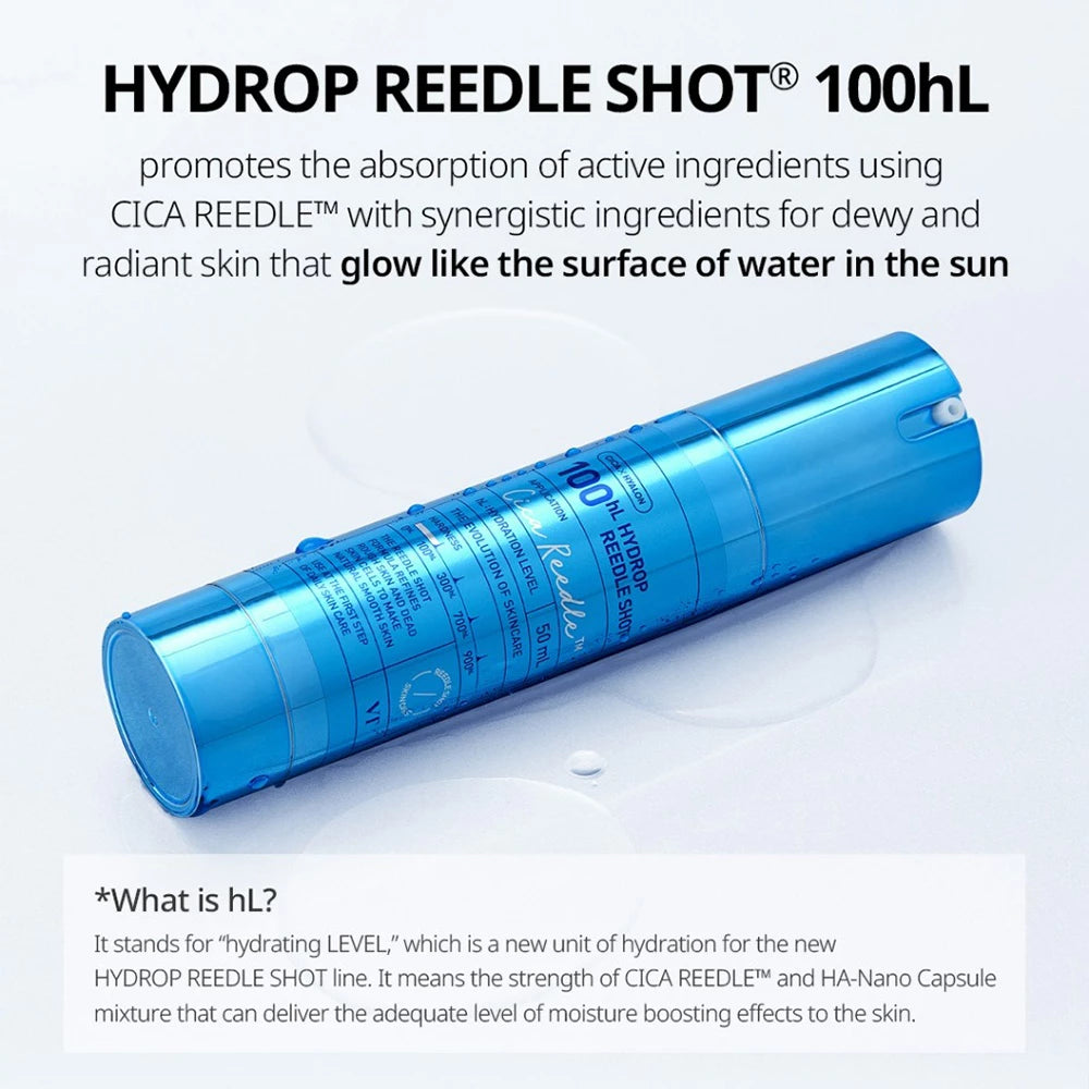 VT COSMETICS Hydrop Reedle Shot 100 - Gesichtsserum mit Hyaluronsäure und Niacinamid, zur Hautfeuchtigkeitspflege - 50 ml