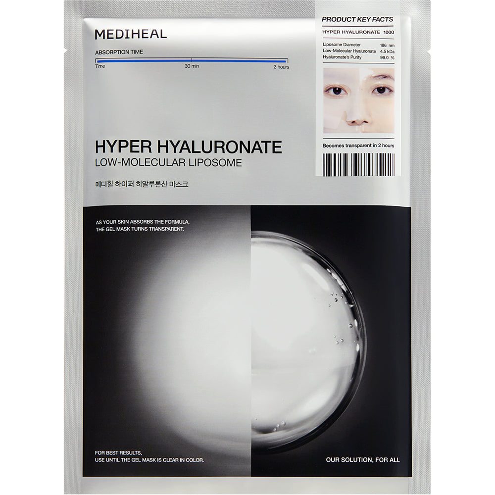 MEDIHEAL Hyper Hyaluronate Hydrogel Mask - masca de fata formulata cu acid hialuronic si pantenol, care contribuie la hidratarea pielii si la metinerea nivelului optim de umiditate - 34 gr