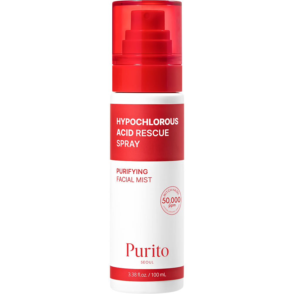 PURITO Hypochlorous Acid Rescue Spray - Spray pentru față formulat cu acid hipocloros și aloe vera, care contribuie la purificarea pielii și la menținerea confortului cutanat - 100 ml