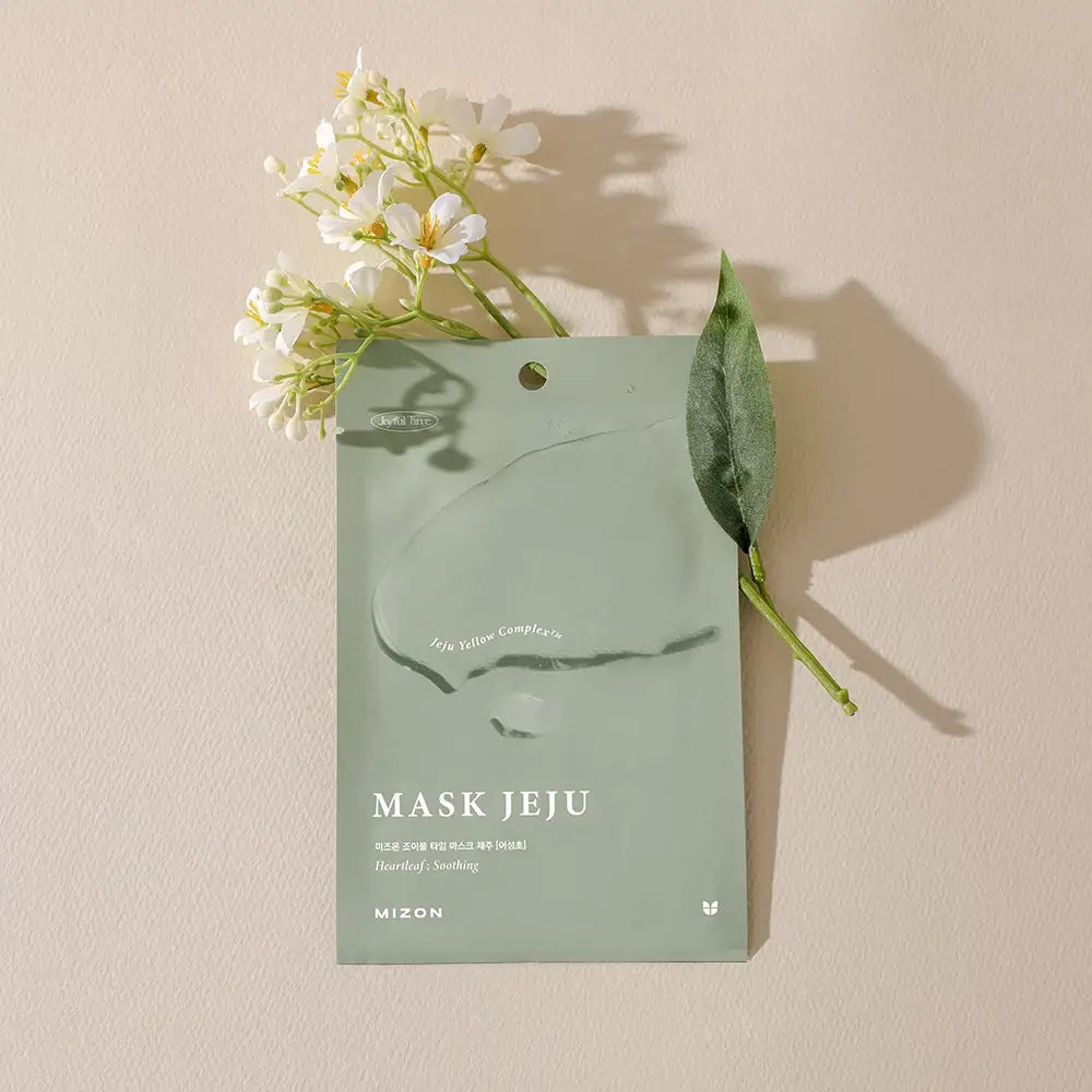 MIZON Joyful Time Mask Jeju Heartleaf - Gesichtsmaske mit Houttuynia Cordata Extrakt und Vitamin E