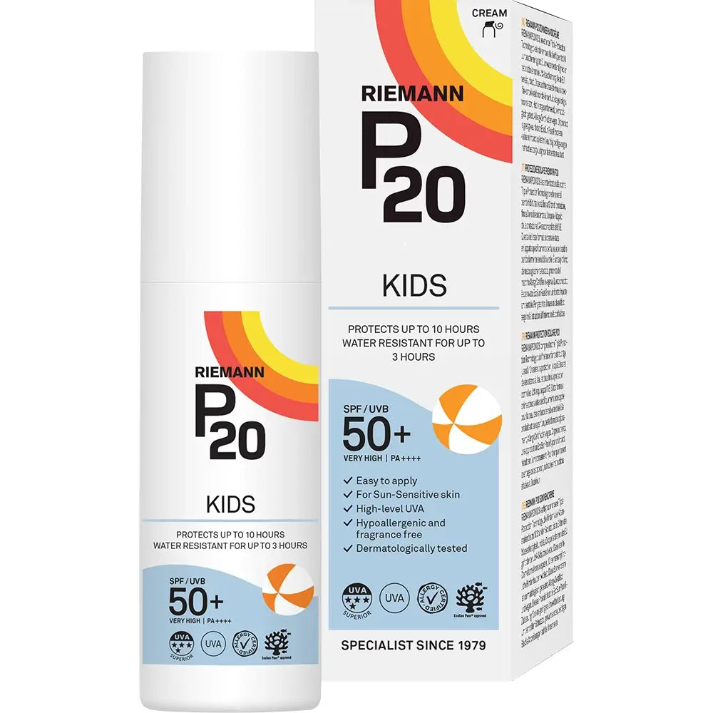 RIEMANN P20 Kids Sonnencreme LSF 50+ - Körpermilch mit UVA- und UVB-Filtern, zum Schutz der sonnenempfindlichen Kinderhaut, wasserfest bis zu 3 Stunden - 100 ml