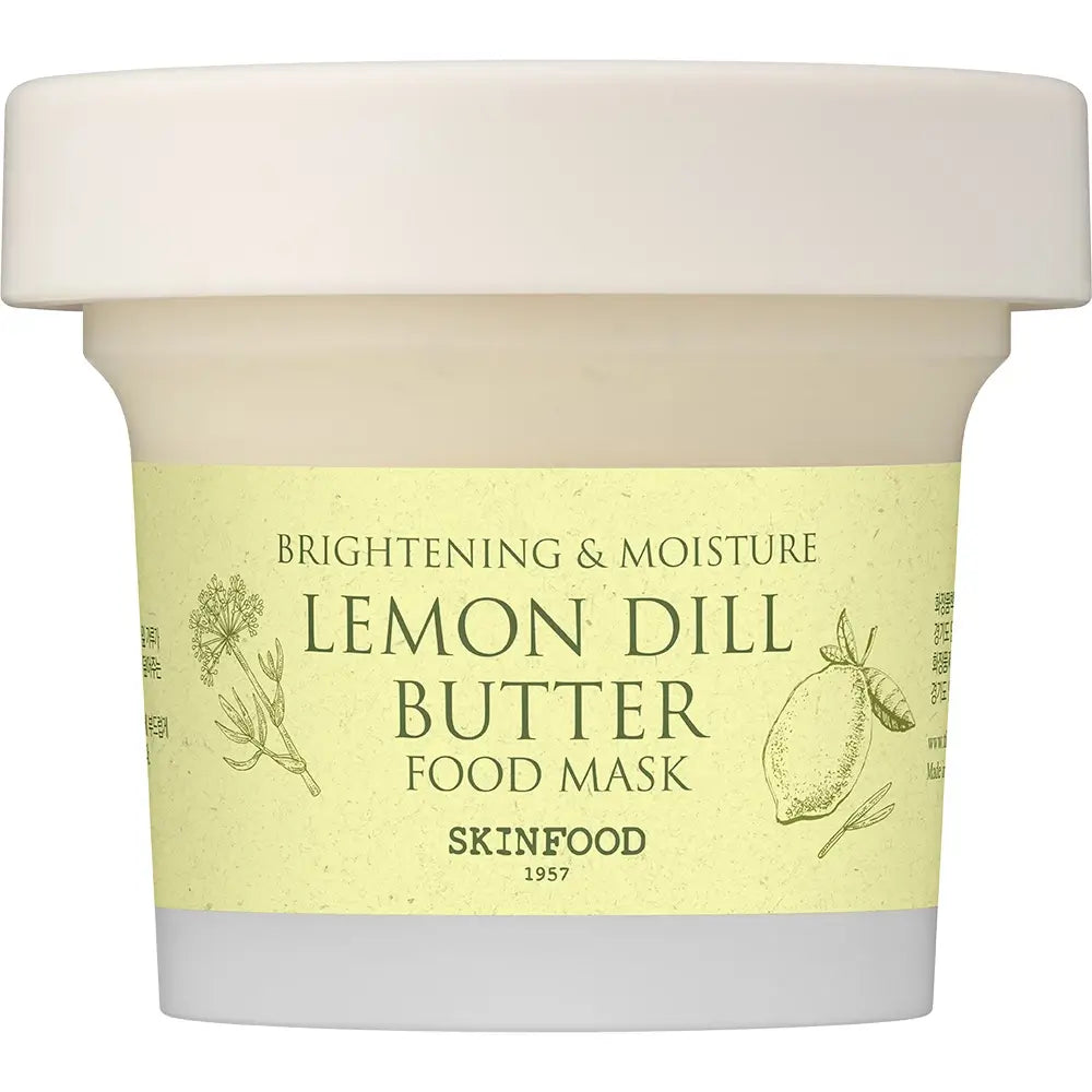 SKINFOOD Zitronen-Dill-Butter Gesichtsmaske - Gesichtsmaske mit Zitronenextrakt und Niacinamid, die zu intensiver Feuchtigkeitsversorgung von Gesicht und Lippen sowie zur Erhaltung eines gesunden und strahlenden Hautbildes beiträgt - 120 g