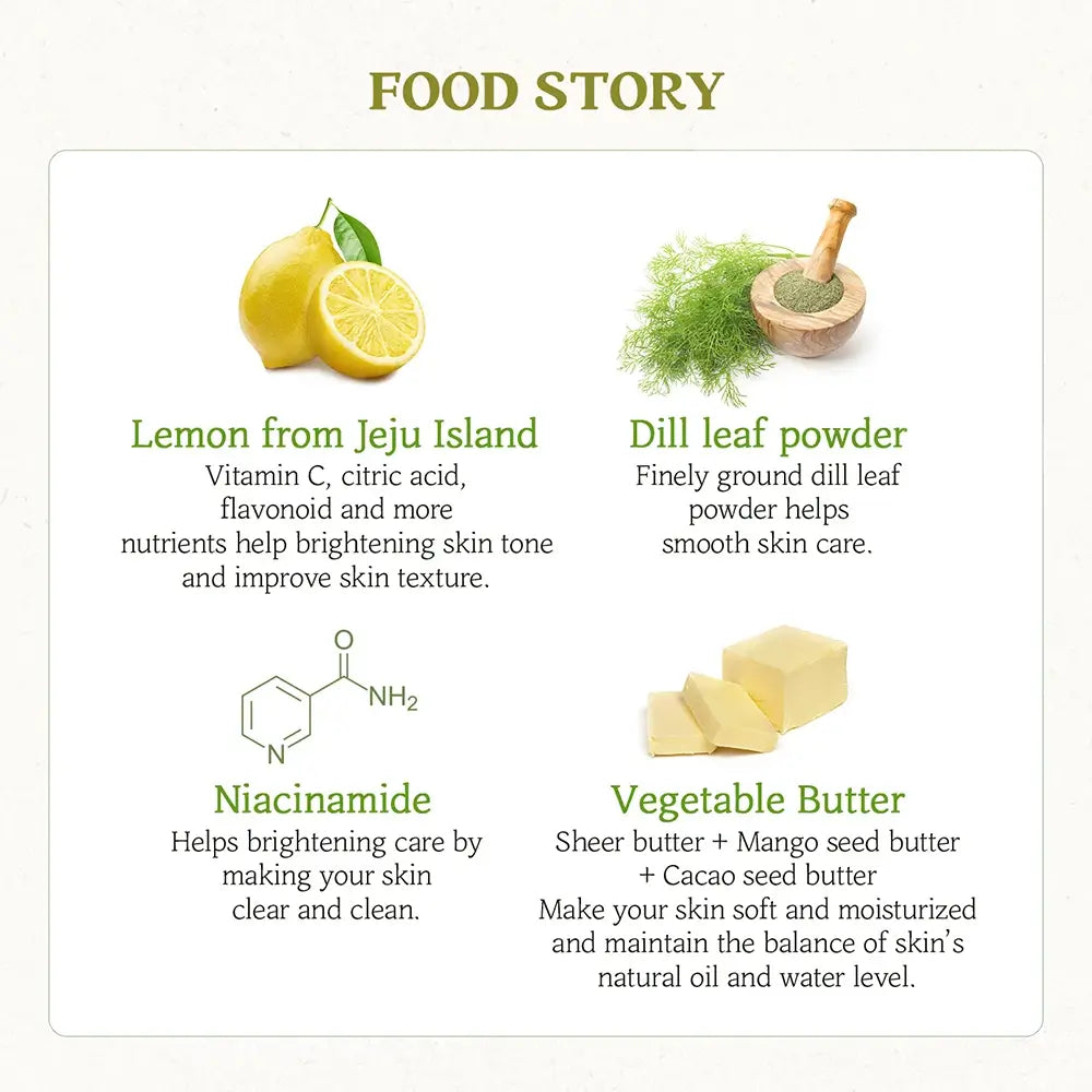 SKINFOOD Zitronen-Dill-Butter Gesichtsmaske - Gesichtsmaske mit Zitronenextrakt und Niacinamid, die zu intensiver Feuchtigkeitsversorgung von Gesicht und Lippen sowie zur Erhaltung eines gesunden und strahlenden Hautbildes beiträgt - 120 g
