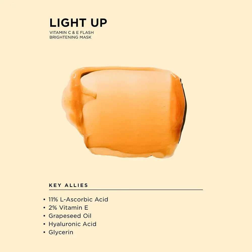 PSA Light Up - Aufhellende Gesichtsmaske mit Hyaluronsäure und L-Ascorbinsäure zur Reduzierung von fahlem Hautbild und zur Aufrechterhaltung des Feuchtigkeitsgehalts - 50 ml