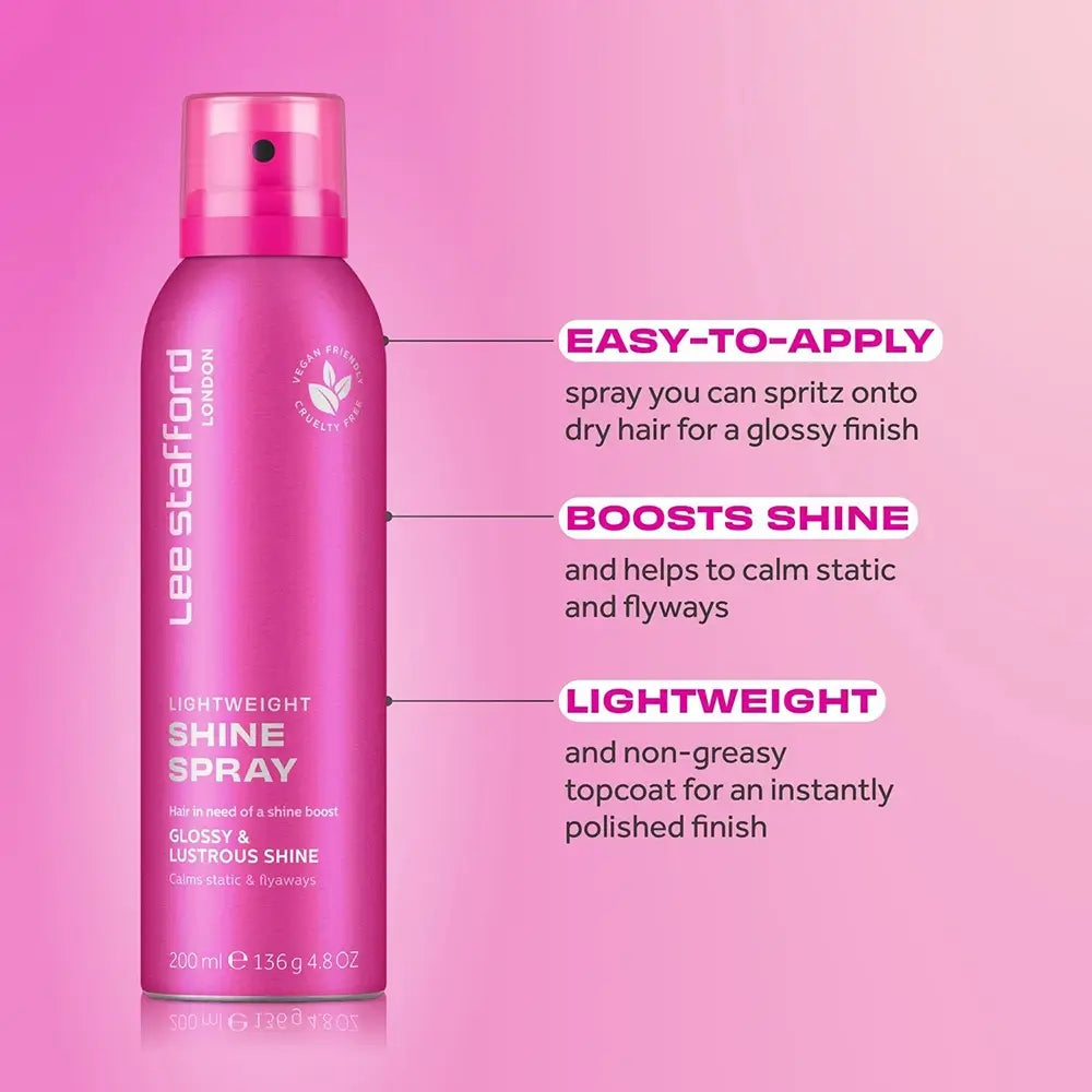 LEE STAFFORD Leichtes Glanzspray - Haarspray mit Grüntee-Extrakt und Pro-Shine Complex, schützt das Haar vor freien Radikalen und sorgt für ein glattes Finish - 200 ml