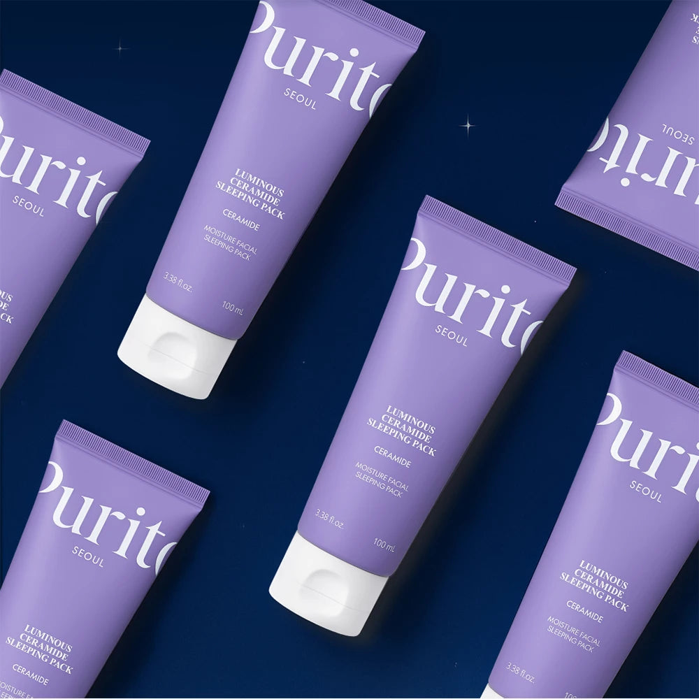 PURITO Luminous Ceramide Sleeping Pack - Gesichtscreme mit Ceramid NP und Centella Asiatica Extrakt, die zur Hautfeuchtigkeit und zum Hautkomfort beitragen - 100 ml