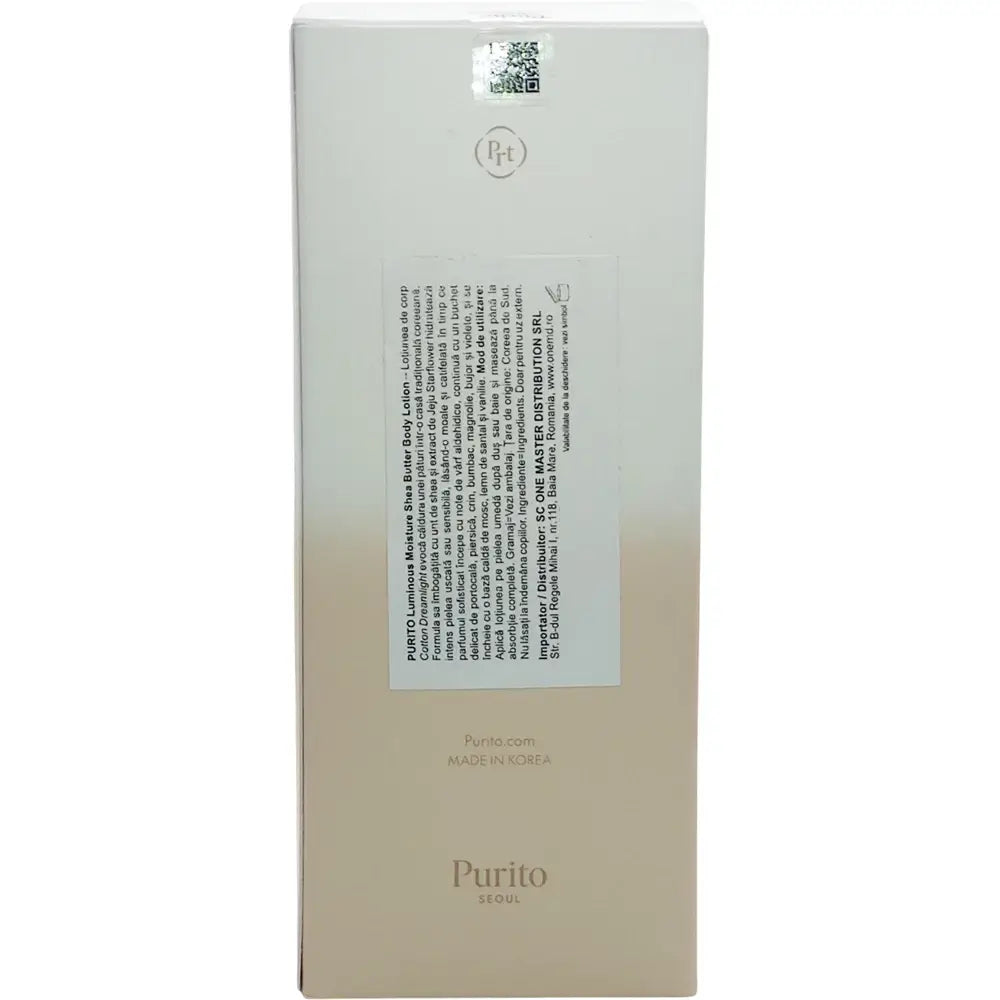 PURITO Luminous Moisture Shea Butter - Körperlotion angereichert mit fermentierter Sheabutter und Kameliensamenöl, für Hautfeuchtigkeit und Komfort - 300 ml