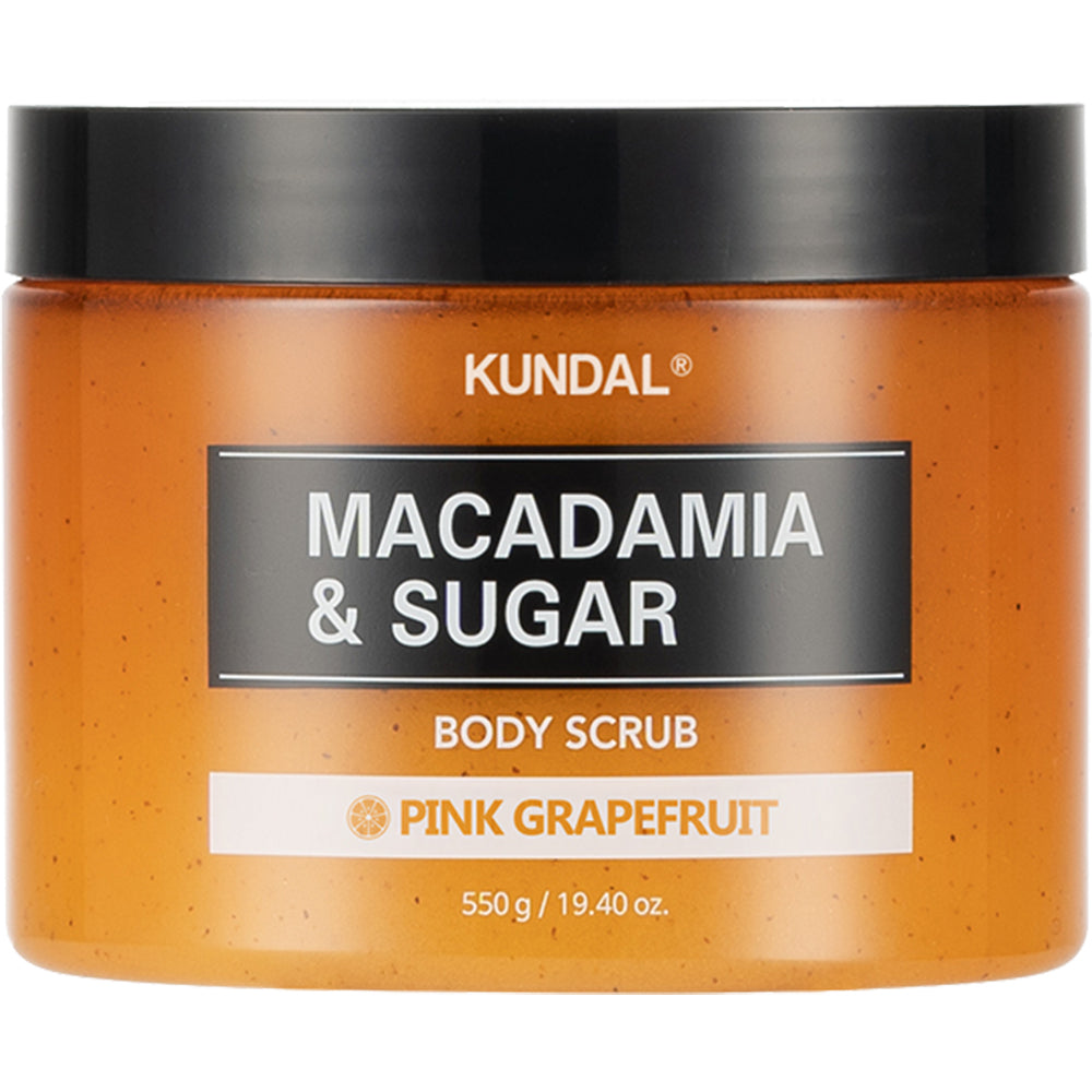 KUNDAL Macadamia & Zucker Körperpeeling - Körperpeeling mit Zucker und Macadamiaöl zur Entfernung abgestorbener Hautzellen und zur Erhaltung des Hautkomforts - 550 g