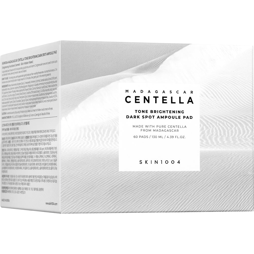 SKIN1004 Madagascar Centella Tone Brightening Dark Spot Ampoule Pad - Toner für das Gesicht mit 5% Niacinamid und reinem Vitamin C, für die Pflege von Pigmentflecken, Aknenarben und ungleichmäßigem Hautton - 60 Stück