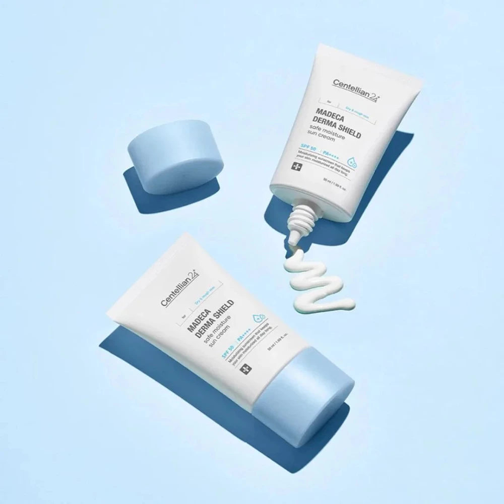 CENTELLIAN24 Madeca Derma Shield Safe Moisture Sonnencreme LSF50 PA++++ - Gesichtscreme formuliert mit TECA Titriertem Extrakt aus Centella Asiatica und Hyaluronsäure, die zur Beruhigung von Reizungen und zur Aufrechterhaltung der Hautfeuchtigkeit beitragen - 50 ml