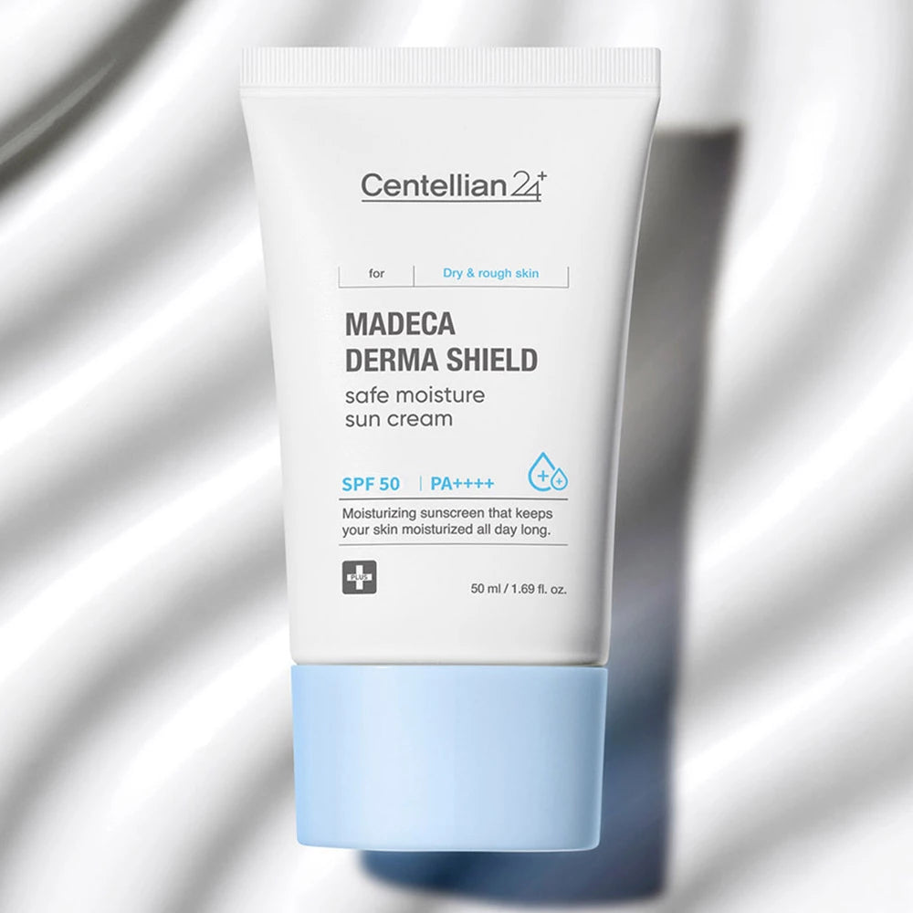 CENTELLIAN24 Madeca Derma Shield Safe Moisture Sonnencreme LSF50 PA++++ - Gesichtscreme formuliert mit TECA Titriertem Extrakt aus Centella Asiatica und Hyaluronsäure, die zur Beruhigung von Reizungen und zur Aufrechterhaltung der Hautfeuchtigkeit beitragen - 50 ml