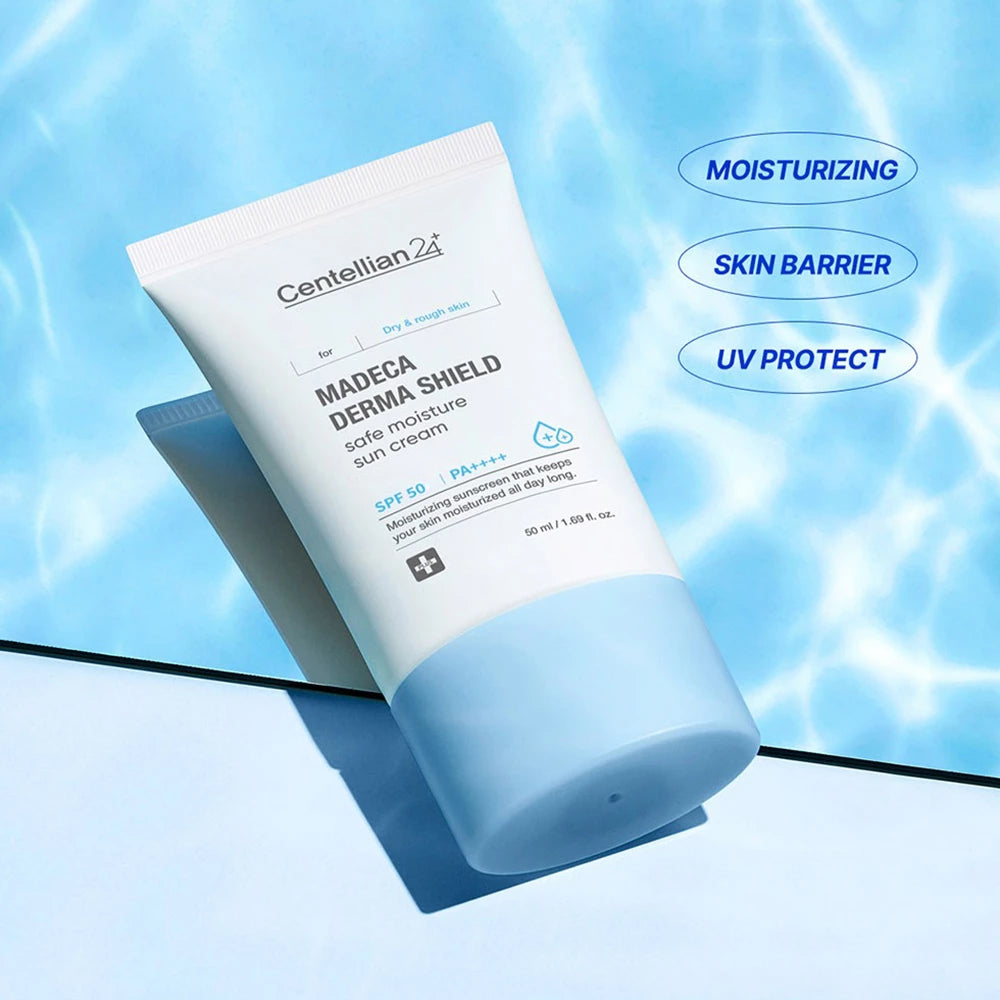 CENTELLIAN24 Madeca Derma Shield Safe Moisture Sonnencreme LSF50 PA++++ - Gesichtscreme formuliert mit TECA Titriertem Extrakt aus Centella Asiatica und Hyaluronsäure, die zur Beruhigung von Reizungen und zur Aufrechterhaltung der Hautfeuchtigkeit beitragen - 50 ml