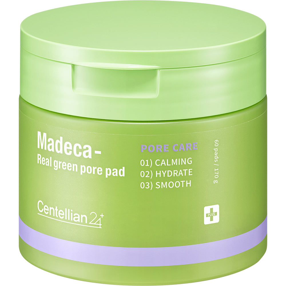 CENTELLIAN24 Madeca Real Green Pore Pad - Gesichts-Toner mit TECA und Niacinamid zur Beruhigung der Haut und Porenreinigung - 60 Stück
