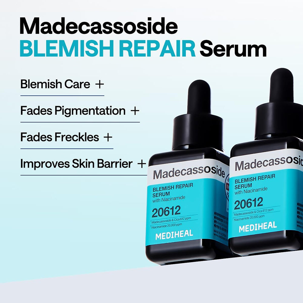 MEDIHEAL Madecassoside Blemish Repair Serum - ser de fata formulat cu madecassoside si niacinamida, care contribuie la calmarea pielii si la uniformizarea aspectului tenului - 40 ml
