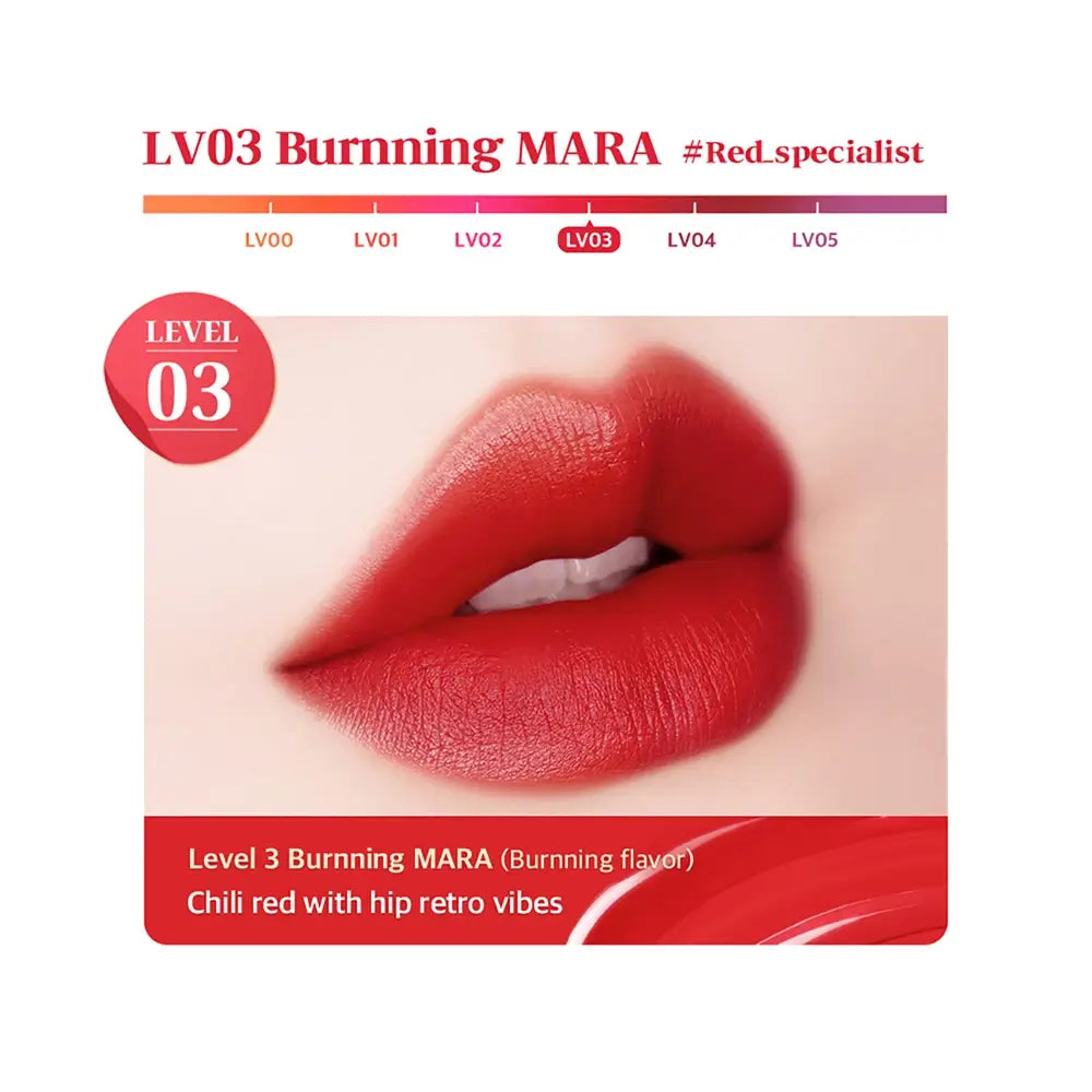 BLACK ROUGE Mara Hot Water Tint Lippen-Tönung LV03 Burning Mara - Intensive Farbe und Plumping-Effekt, Transferresistent, 5g