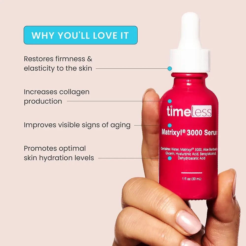 TIMELESS SKIN CARE Matrixyl 3000 Serum für das Gesicht Anti-Aging - Intensive Festigkeit und Feuchtigkeit, 30 ml