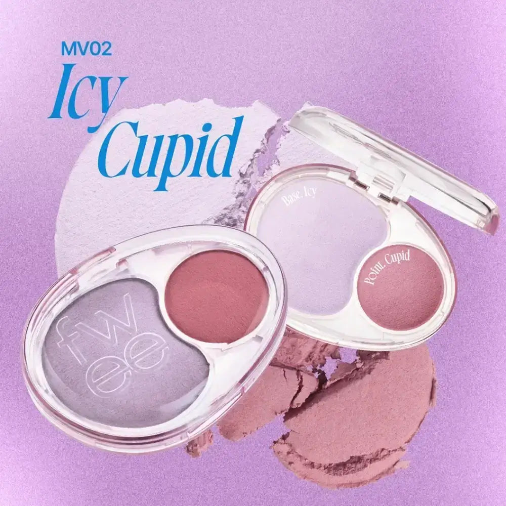 FWEE Mellow Dual Blusher - fard de obraz formulat cu pigmenti de culoare si agenti hidratanti, conceput pentru a crea un efect stratificat, proaspat si vibrant - 7.2 gr - MV02 Icy Cupid