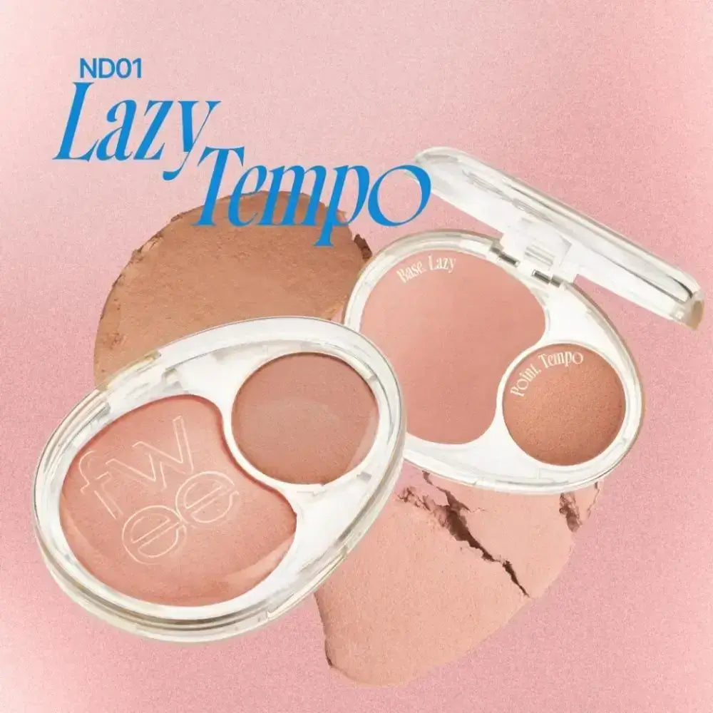 FWEE Mellow Dual Blusher - fard de obraz cu nuante duale pentru un efect stratificat, proaspat si vibrant - 7.2 gr - ND01 Lazy Tempo