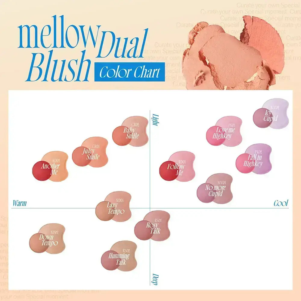 FWEE Mellow Dual Blusher - Gelee-artiges Rouge mit feuchtigkeitsspendender Schicht, konzipiert für das Auftragen in zwei Farbtönen mit Schichteffekt - 7,2 g - RD02 Another me