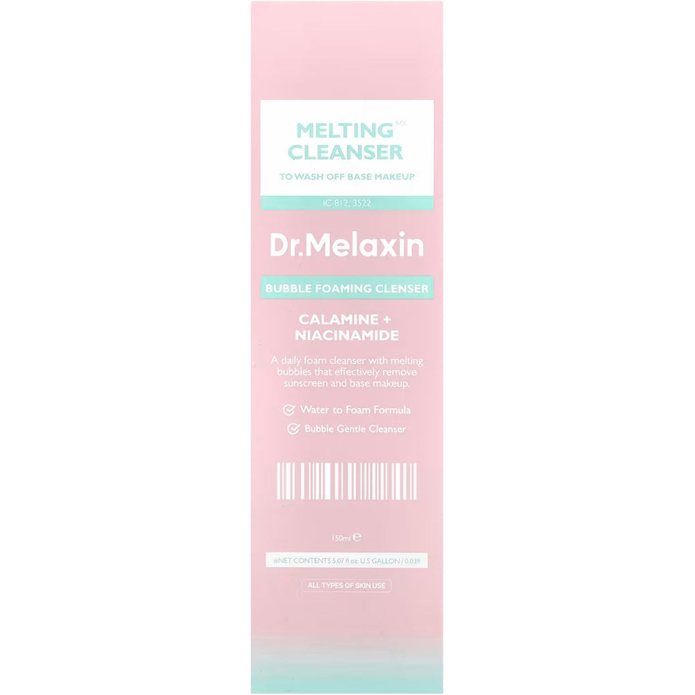 Dr. Melaxin Schmelzreiniger - tägliches Reinigungsschaum mit Calamin und Niacinamid, das hilft, Sonnenschutz, Foundation und Unreinheiten zu entfernen und den Hautkomfort nach dem Spülen zu erhalten - 150 ml