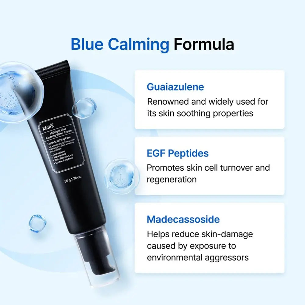 Dear Klairs Midnight Blue Crema Midnight Blue - Beruhigung für gereizte Haut und intensive Feuchtigkeit, 50 g