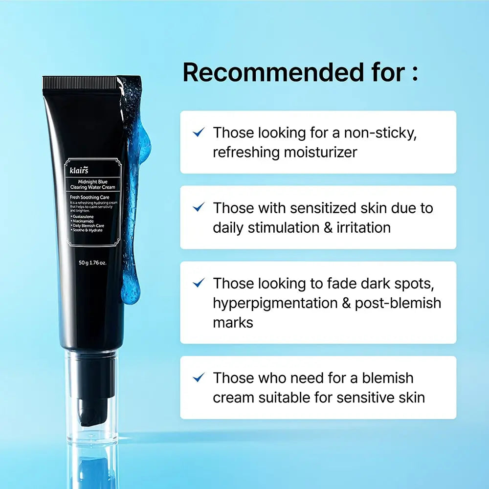 Dear Klairs Midnight Blue Crema Midnight Blue - Beruhigung für gereizte Haut und intensive Feuchtigkeit, 50 g