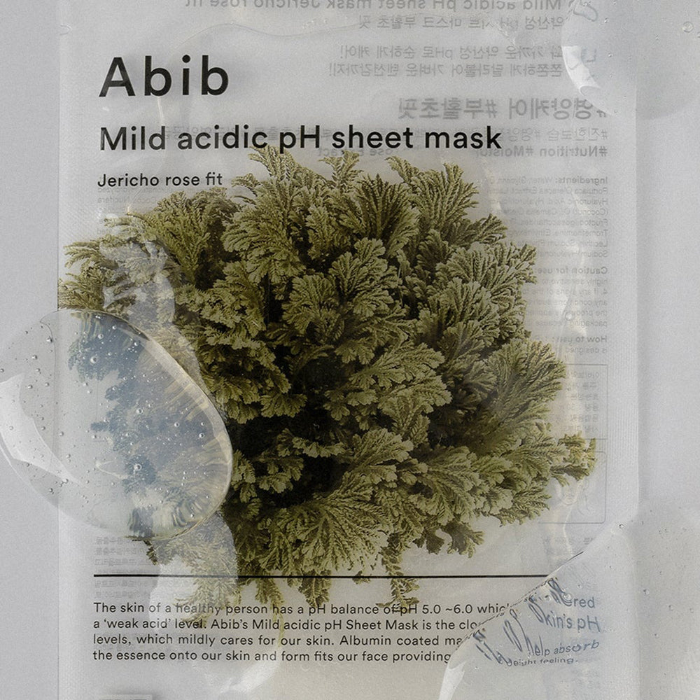 ABIB Mild Acidic ph Sheet Mask Jericho Rose Fit - masca de fata formulata cu extract de trandafir de Jericho si trehaloza, care contribuie la hidratarea pielii si la mentinerea echilibrului pielii - 30 ml