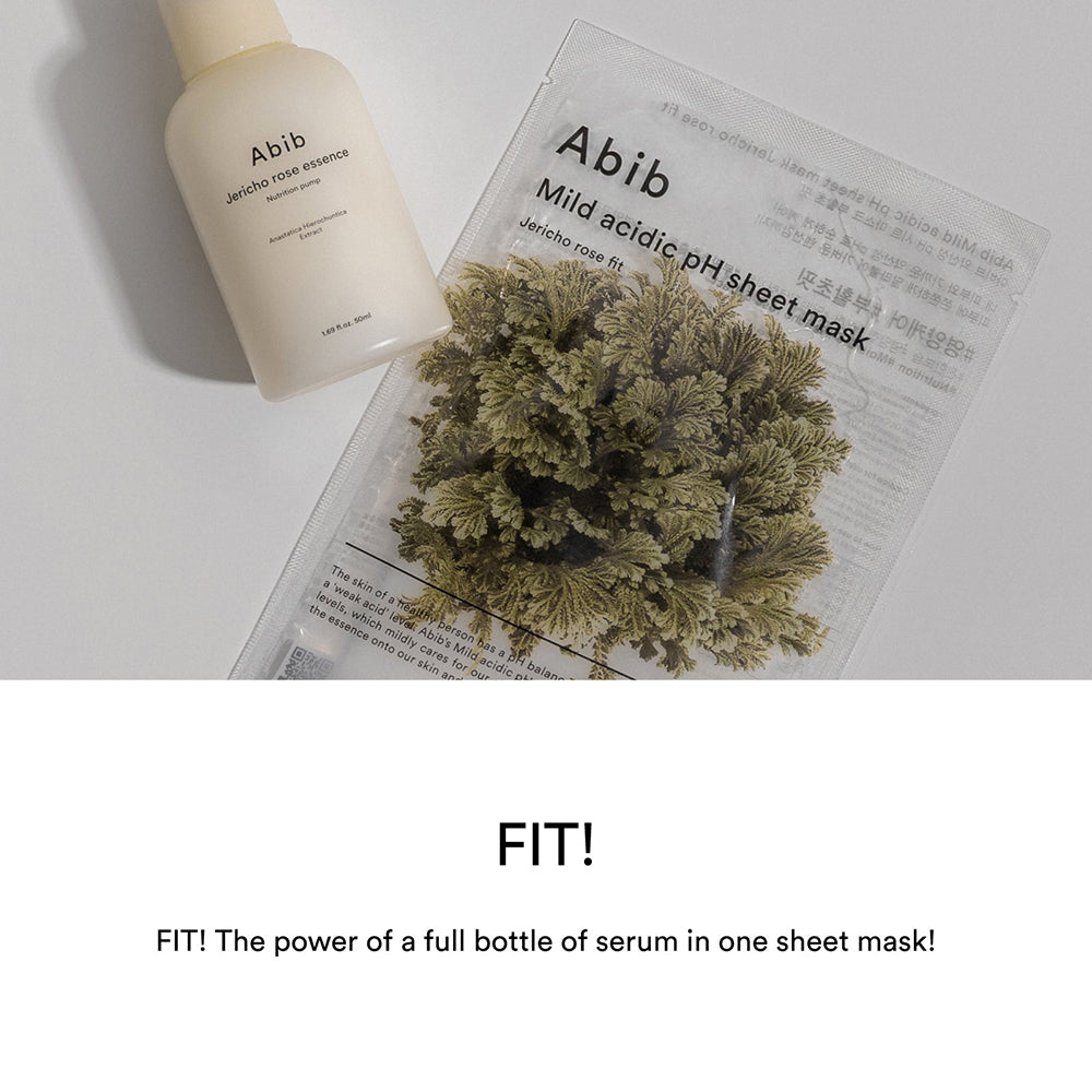 ABIB Mild Acidic ph Sheet Mask Jericho Rose Fit - masca de fata formulata cu extract de trandafir de Jericho si trehaloza, care contribuie la hidratarea pielii si la mentinerea echilibrului pielii - 30 ml