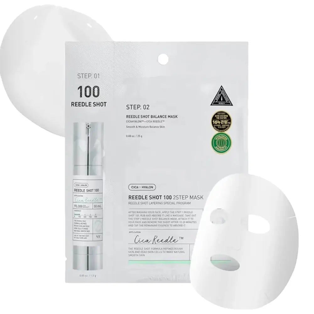 VT COSMETICS Reedle Shot Beruhigende Gesichtsmaske 100 - Intensive Feuchtigkeit und Elastizität, 25g