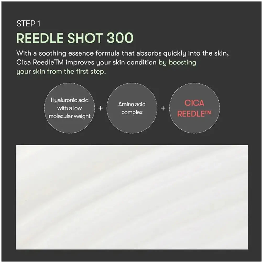 VT COSMETICS Cica Reedle Shot 300 2-Schritte - Gesichtsmaske formuliert mit Hyaluronsäure und pflanzlichen Extrakten, die zur Hautfeuchtigkeit und Texturverbesserung beitragen - 1,5 g + 25 g