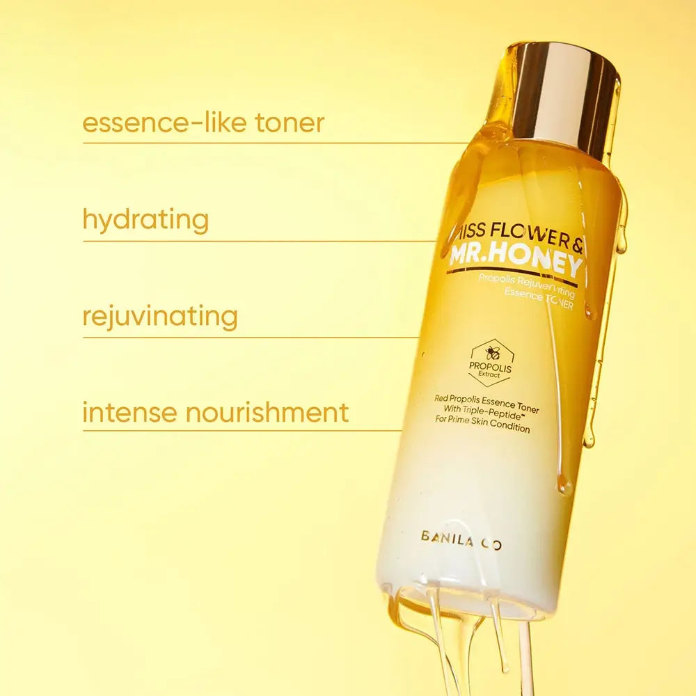 BANILA CO Miss Flower and Mr. Honey Propolis Verjüngender Toner - Gesichts-Toner mit Gelée Royale und Honig Propolis für Hautfeuchtigkeit und Komfort - 190 ml