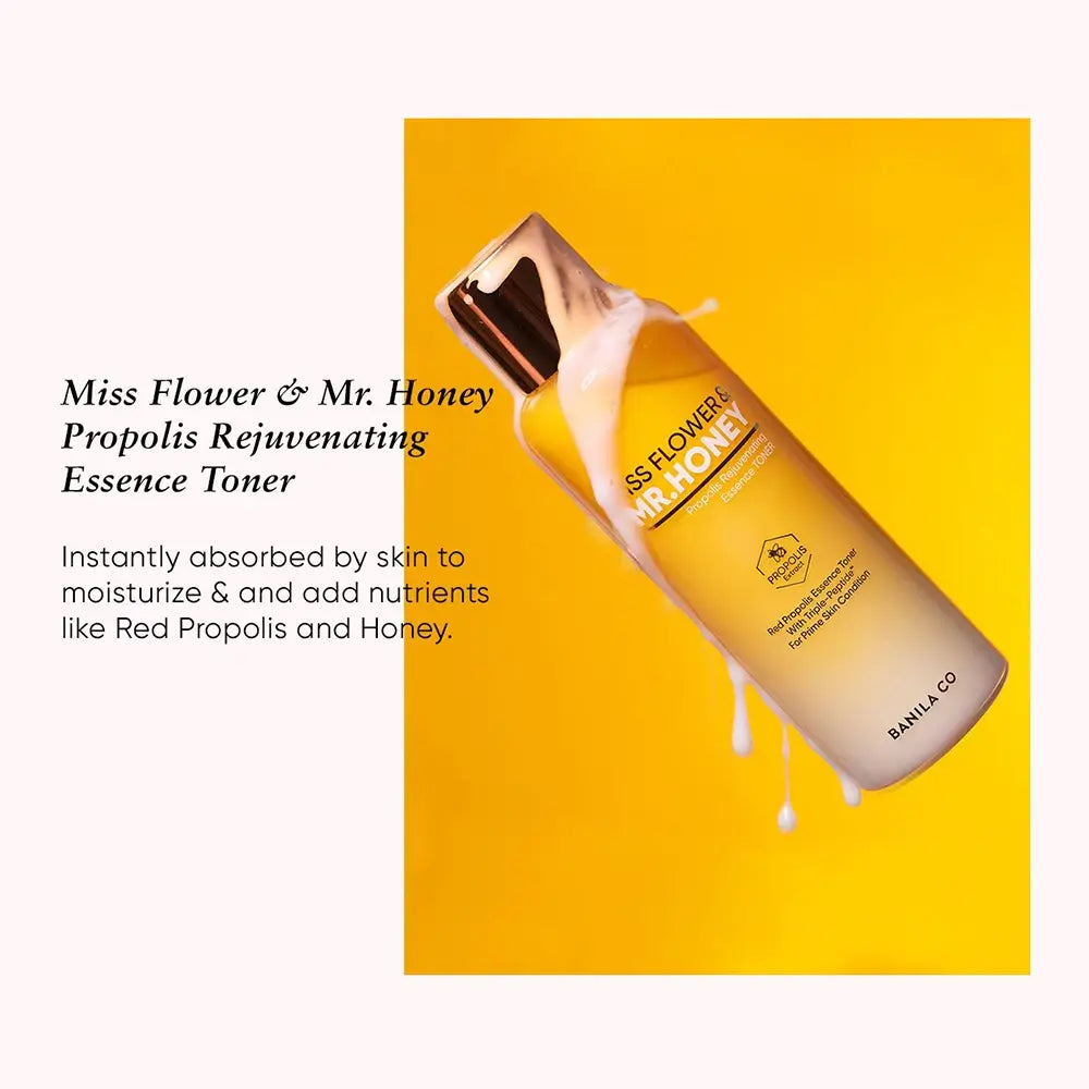 BANILA CO Miss Flower and Mr. Honey Propolis Verjüngender Toner - Gesichts-Toner mit Gelée Royale und Honig Propolis für Hautfeuchtigkeit und Komfort - 190 ml