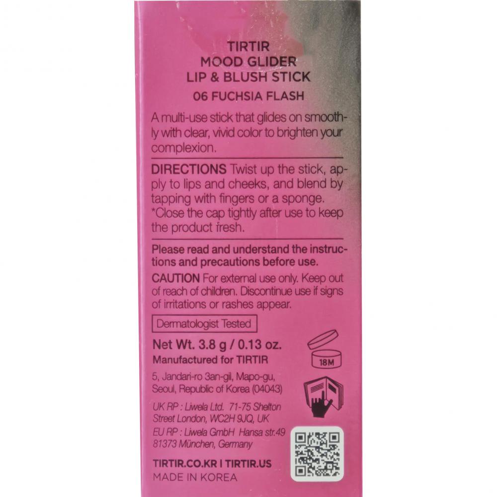 TIRTIR Mood Glider Lippen- und Rouge-Stift, 06 Fuchsia Flash, 3,8 g