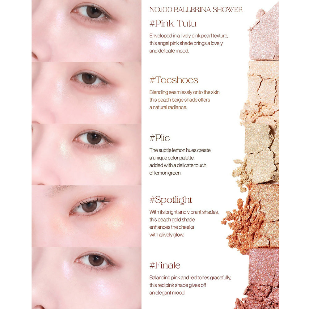 UNLEASHIA Mood Shower Face Palette iluminator No. 100 Ballerina Shower