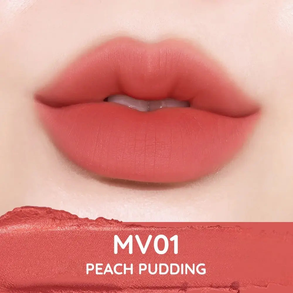 BLACK ROUGE Muddish Cushion Velvet Lippenstift MV01 Peach Pudding - Feuchtigkeitsspendend, Mattierend & Langanhaltend, 4g