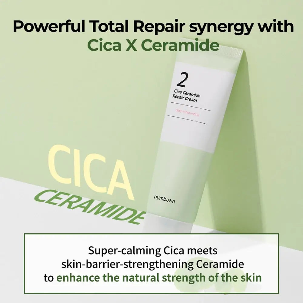 NUMBUZIN Nr.2 Cica Ceramid-Reparationscreme für das Gesicht 60 ml - intensive Reparatur und beruhigende Feuchtigkeitspflege, 60 ml