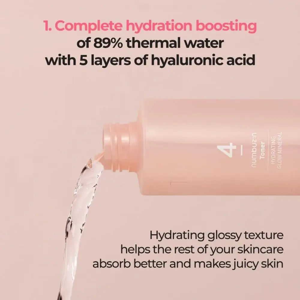 NUMBUZIN Nr.4 Hydrating Glow Toner Mineral Feuchtigkeitsspendend - Intensive Feuchtigkeit und strahlender Glanz, 200 ml