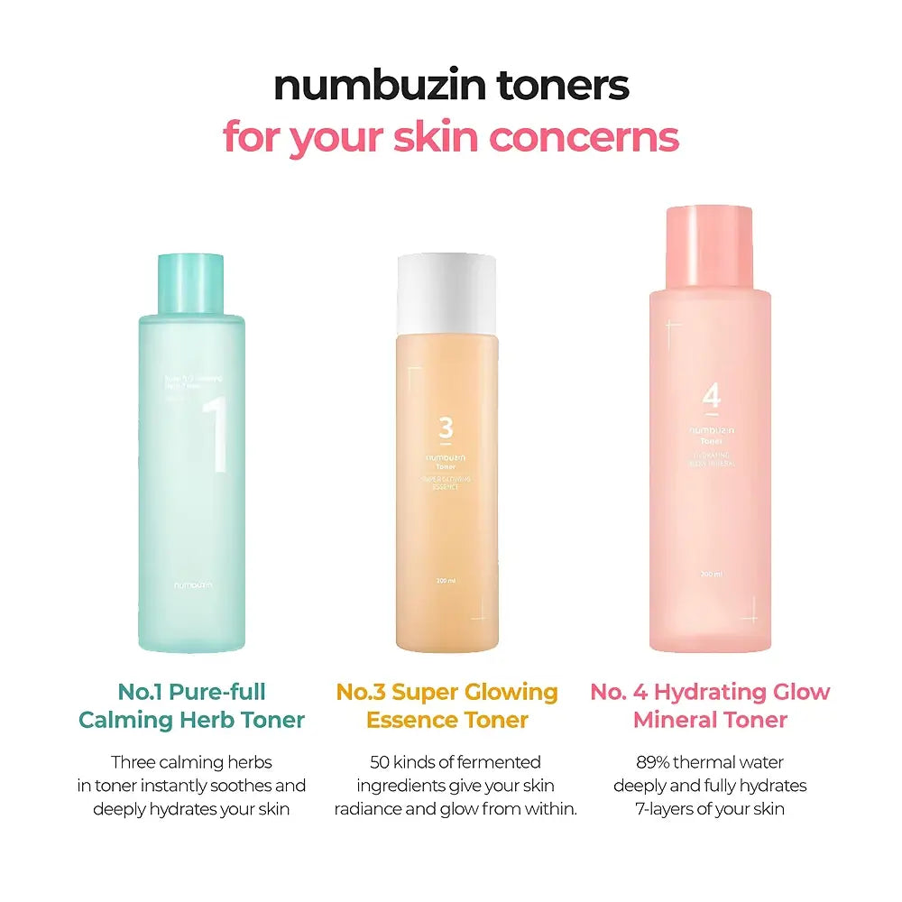NUMBUZIN Nr.4 Hydrating Glow Toner Mineral Feuchtigkeitsspendend - Intensive Feuchtigkeit und strahlender Glanz, 200 ml