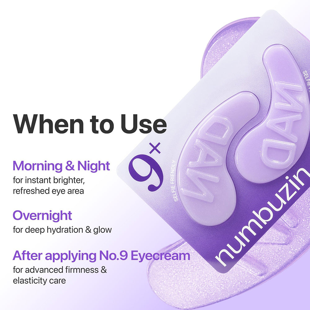 NUMBUZIN No.9 NAD+Collagen Under Eye Patches - benzi pentru ochi formulate cu colagen marin si niacinamida, care contribuie la diminuarea aspectului cearcanelor si la mentinerea prospetimii zonei perioculare - 5 buc