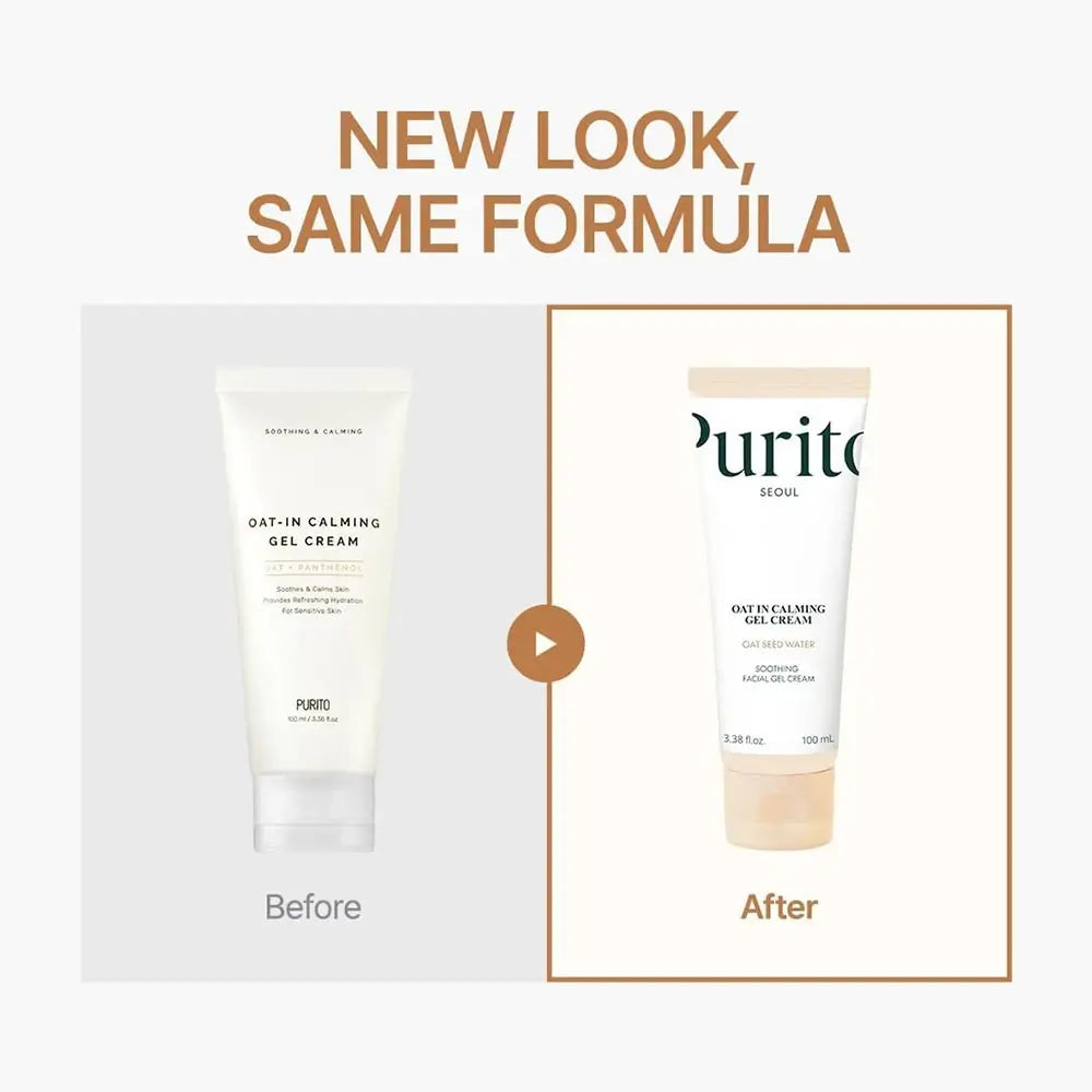 PURITO Oat-In beruhigendes Gel-Creme - Gesichtscreme formuliert mit Gunsan Haferkernwasser und Panthenol, die zur Hautfeuchtigkeit und zur Aufrechterhaltung des Hautgleichgewichts beitragen - 100 ml