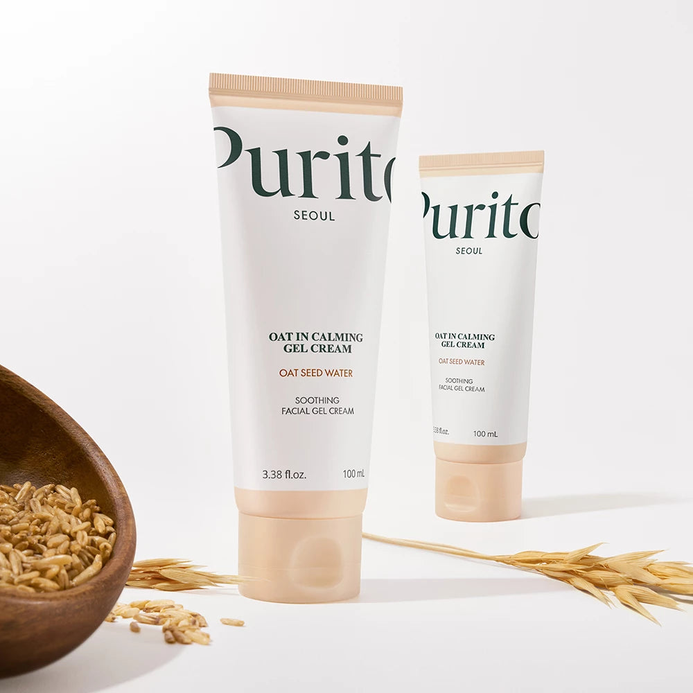 PURITO Oat-In beruhigendes Gel-Creme - Gesichtscreme formuliert mit Gunsan Haferkernwasser und Panthenol, die zur Hautfeuchtigkeit und zur Aufrechterhaltung des Hautgleichgewichts beitragen - 100 ml