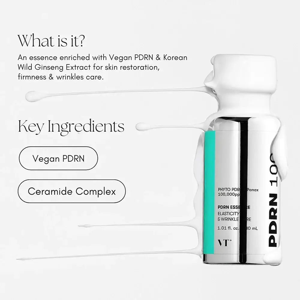 VT COSMETICS PDRN Essence 100 - Gesichtsserum mit PHYTO PDRN und Polyglucuronsäure, 30 ml