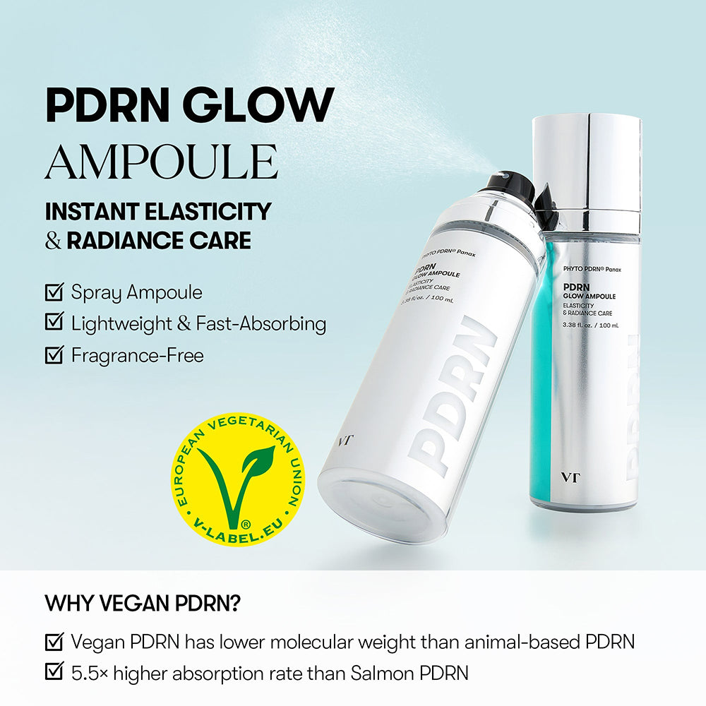 VT COSMETICS PDRN Glow Ampoule - Serum zur Hautaufhellung mit pflanzlichem PDRN aus koreanischem Wildginseng und Ceramidenkomplex, für Feuchtigkeitszufuhr und Stärkung der Hautbarriere - 100 ml