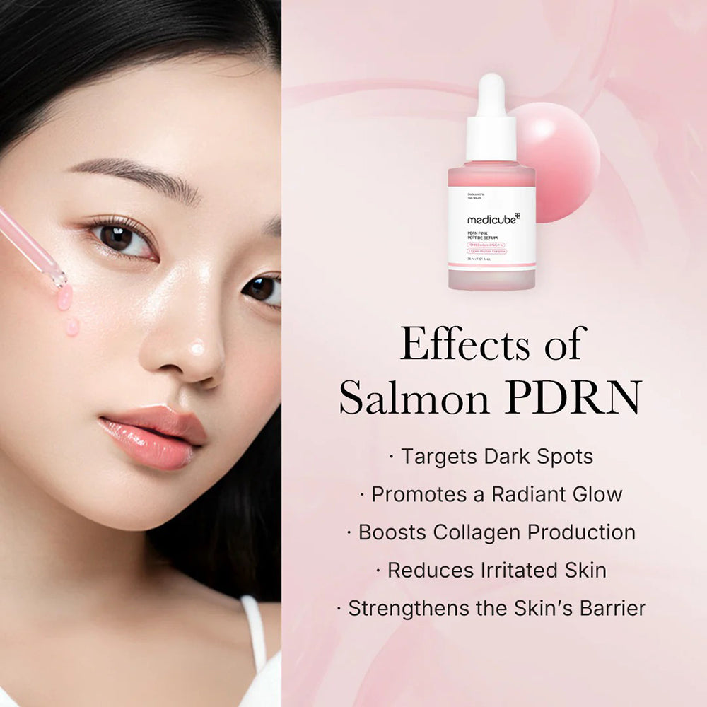 MEDICUBE PDRN Pink Peptide Serum - Gesichtsserum mit PDRN (Natrium-DNA) und Niacinamid zur Unterstützung eines ebenmäßigen Teints und gesunder Ausstrahlung - 30 ml