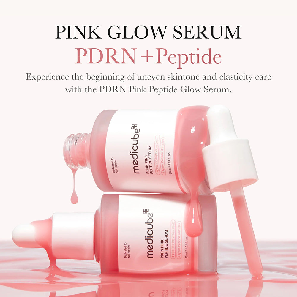 MEDICUBE PDRN Pink Peptide Serum - Gesichtsserum mit PDRN (Natrium-DNA) und Niacinamid zur Unterstützung eines ebenmäßigen Teints und gesunder Ausstrahlung - 30 ml